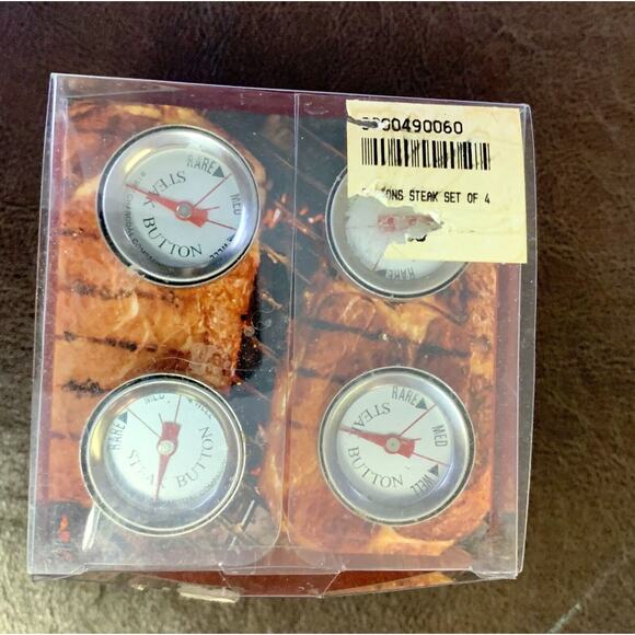Set of 4 Sur La Table Reusable Steak Buttons Meat Thermometer Grilling - Picture 1 of 5